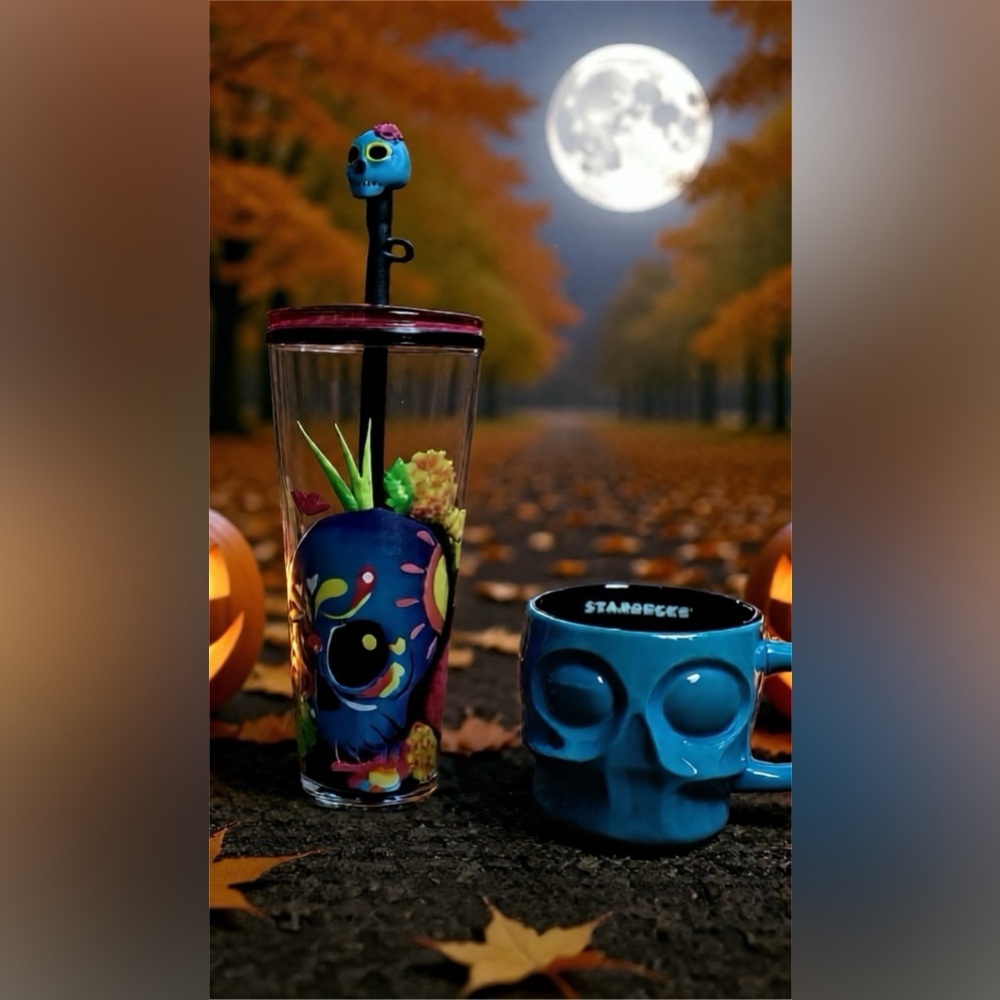 Starbucks Day Of The Dead 2025 Dia De Los Muertos Tumbler With Straw Topper